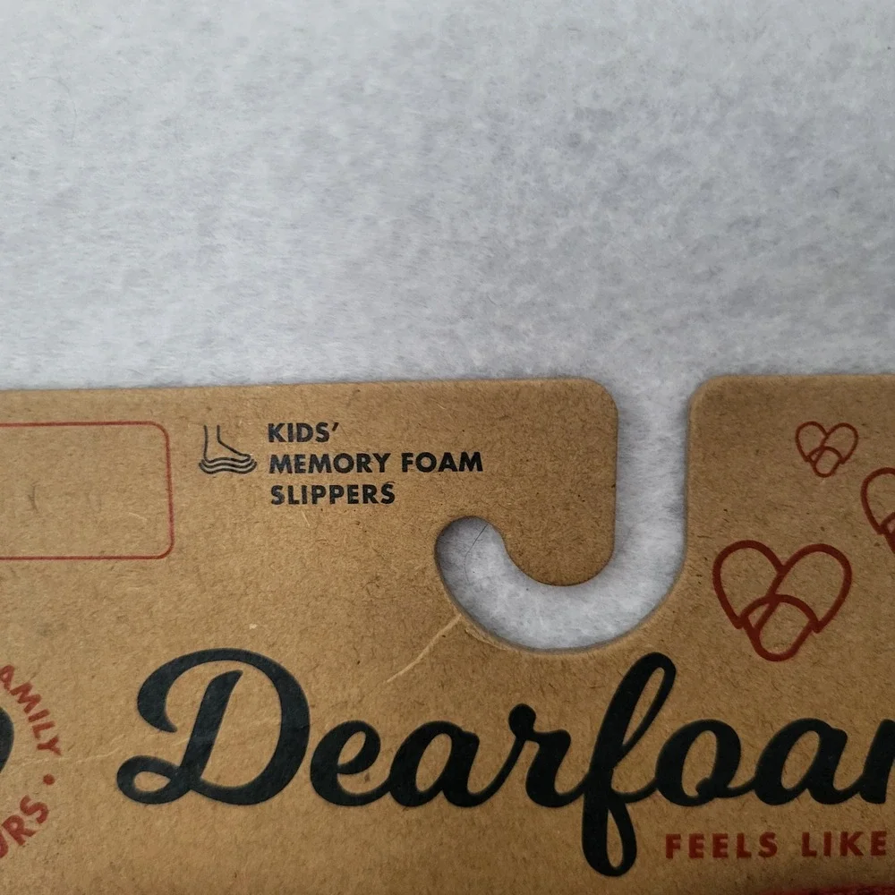 Dearfoams Lil bear Slippers Kids Buffalo Plaid Red Black Memory Foam Sherpa 13/1